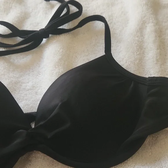 Xhiliration  black satin bikini tie top - Picture 3 of 3